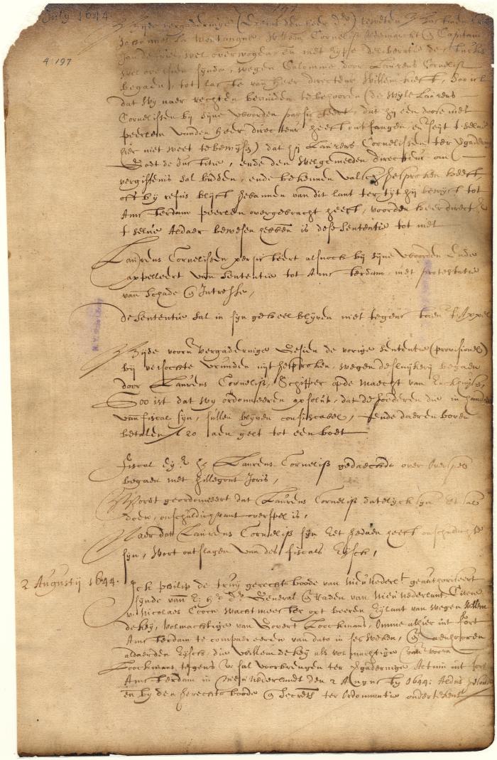 Dutch colonial council minutes, 28 July - 2 August 1644