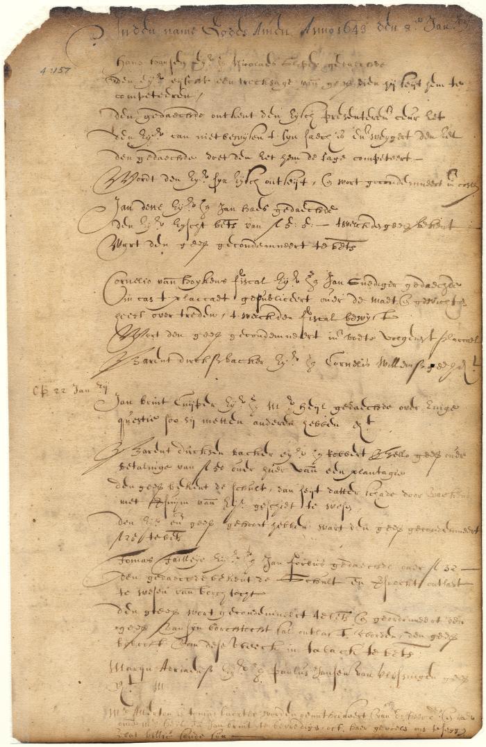 Dutch colonial council minutes, 8-22 January 1643