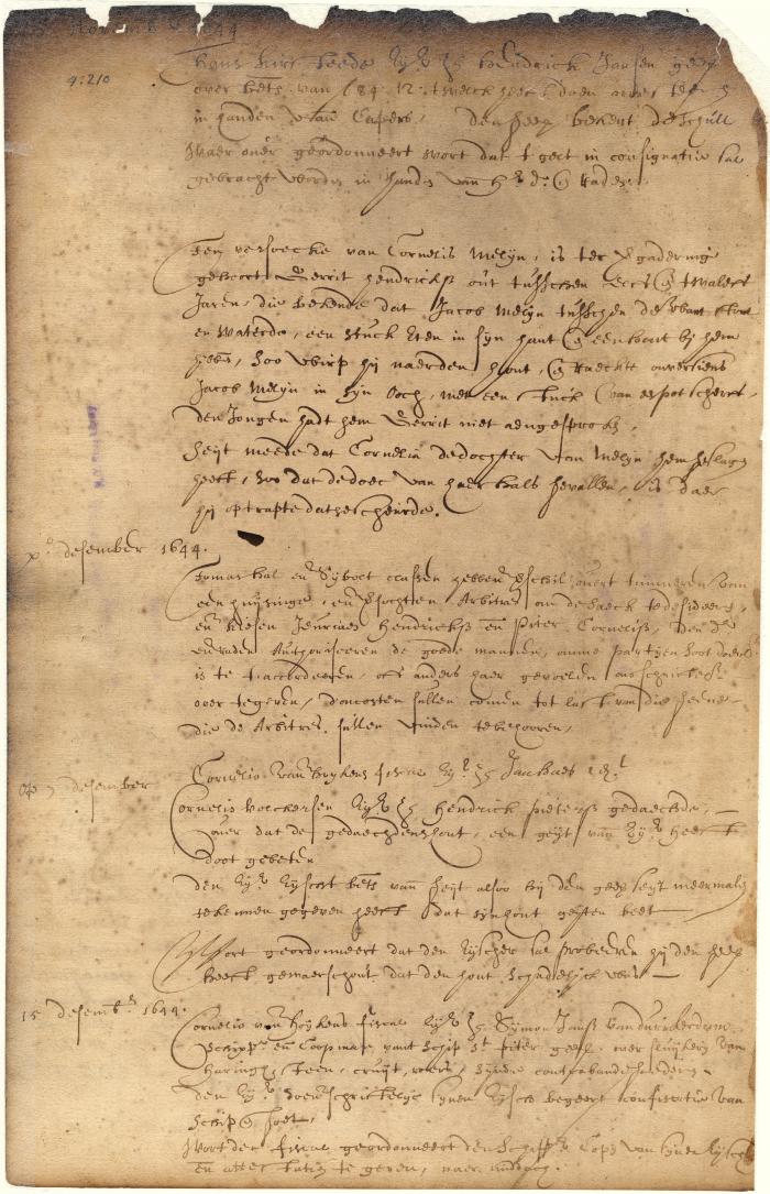 Dutch colonial council minutes, 25 November - 15 December 1644