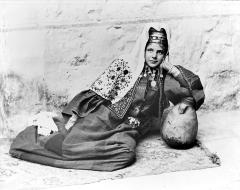 Syria.  Bethlehem.  Girl Seated on Rug