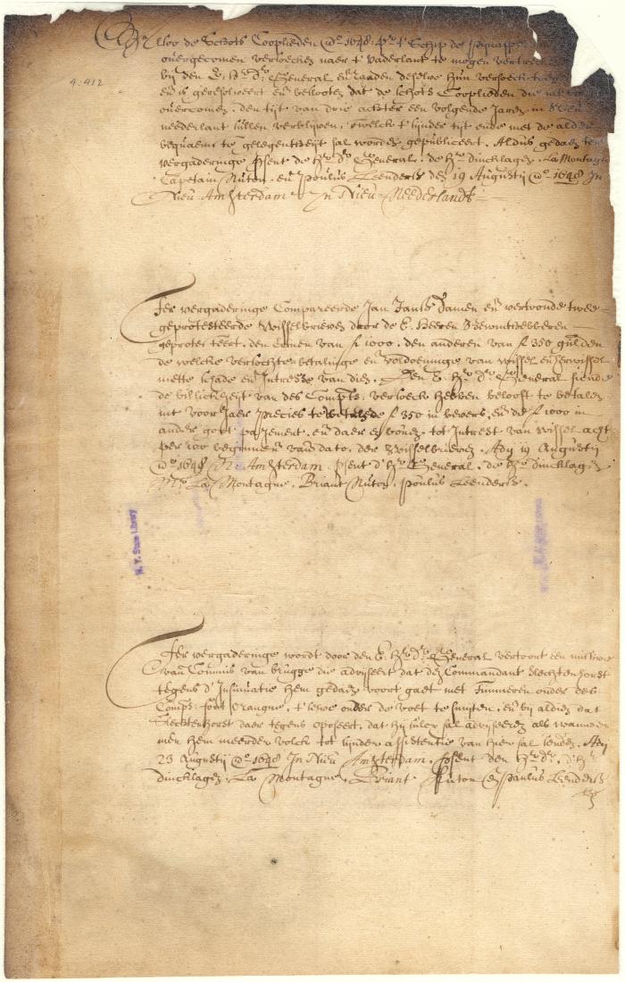 Dutch colonial council minutes, 19-22 August 1648
