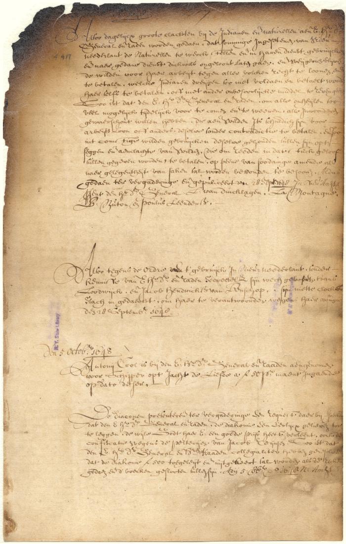 Dutch colonial council minutes, 28 September - 5 October 1648