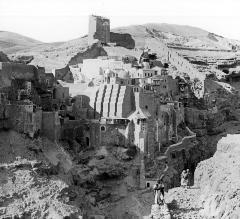 Syria.  Convent of Mar Saba;  View up the Kedron.  Wilderness of Judea, west of the Dead Sea