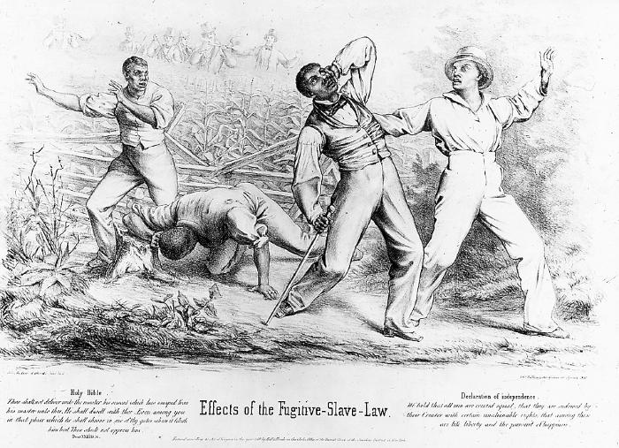 Civil War. Effects of the Fugitive Slave Law, Cartoon from Newspaper