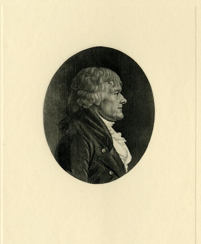 Thomas Jefferson Portrait drawn in 1804 by Fevret de Saint-Memin. Restruck in 1956 from original plate