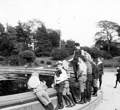 New York City. Central Park Bethesda Fountain Feeding Fish.