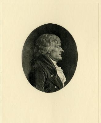 Thomas Jefferson Portrait drawn in 1804 by Fevret de Saint-Memin. Restruck in 1956 from original plate