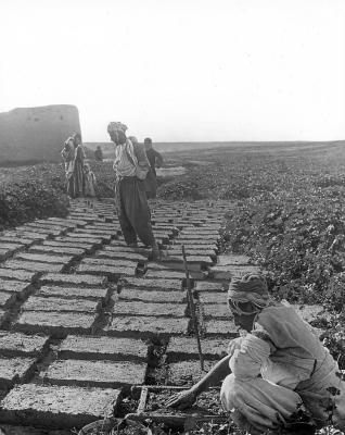 Mesopotamia. Making Sun-dried Bricks near the Tigris River