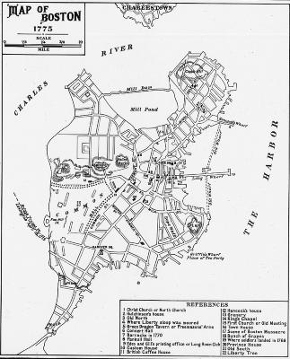 American Revolution. Plan of Boston from about 1775