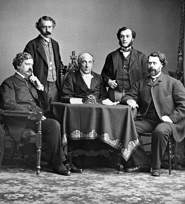 Civil War. Members of the U.S. Sanitary Commision Gathered around a small table