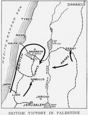 Map Showing the Final Movements of the British and Arab Forces in Palestine