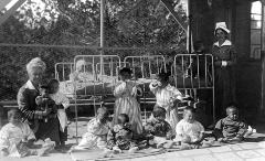 Two A.R.C. Nurses in Children's Hospital. Jerusalem, Palestine