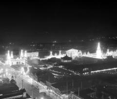 Luna Park, Coney Island at night from elevation