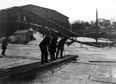 Ice Harvesting. Operating on the Barring Bridge Over the Big Canal.