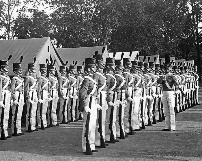 Inspection of cadet company preparatory to parade