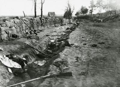 Civil War. Sunken Road on Day of Battle near Fredericksburg, Virginia