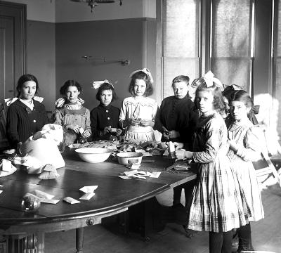 Agriculture - Girls Putting Up Penny Packets of Seeds