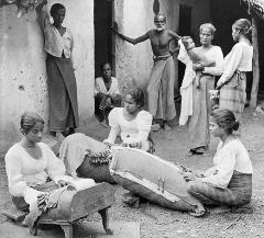 Ceylon - Singhalese Girls Making Pillow Lace