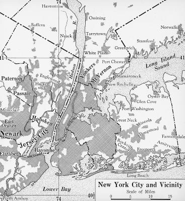 Map. Map of New York City and Vicinity.