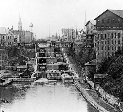 Erie Canal. Lockport Locks and Towpath