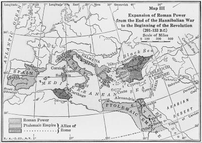 Greece - Map Showing Expansion of Roman Empire at End of Hannibalian War