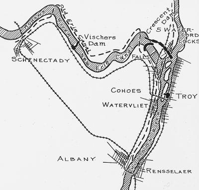 Barge Canal. Map of Mohawk Valley