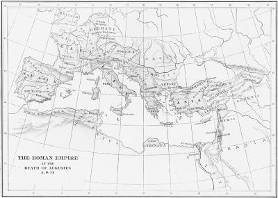 Greece - Map of the Roman Empire at the Death of Augustus, 14 A.D.