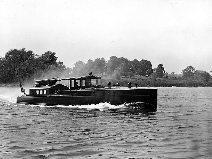 Barge Canal. Pleasure Boat on the Canal