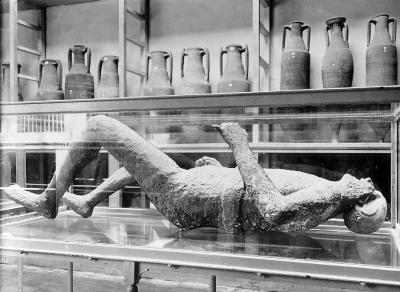 Italy.  Pompeii.  Cast of Body of a Rich Man.  Museum