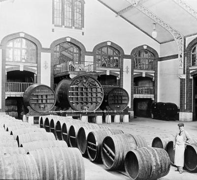 Rheims, France - Champagne Cellar, with Big Barrels of Wine