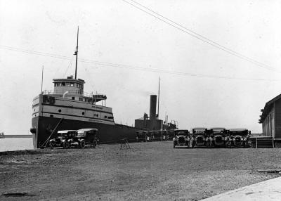 Unloading Automobiles from Lake Freighter