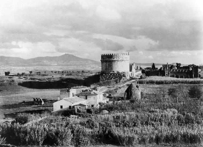 Italy.  Rome.  Appian Way and Tomb of Casecilia Metella, B.C. 60, Alban Hills