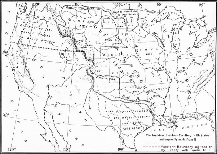 Map of Louisiana Purchase Territory