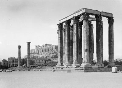 Athens, Greece - Columns of Olympeum, or Temple of Jupiter, Acropolis; View Northwest