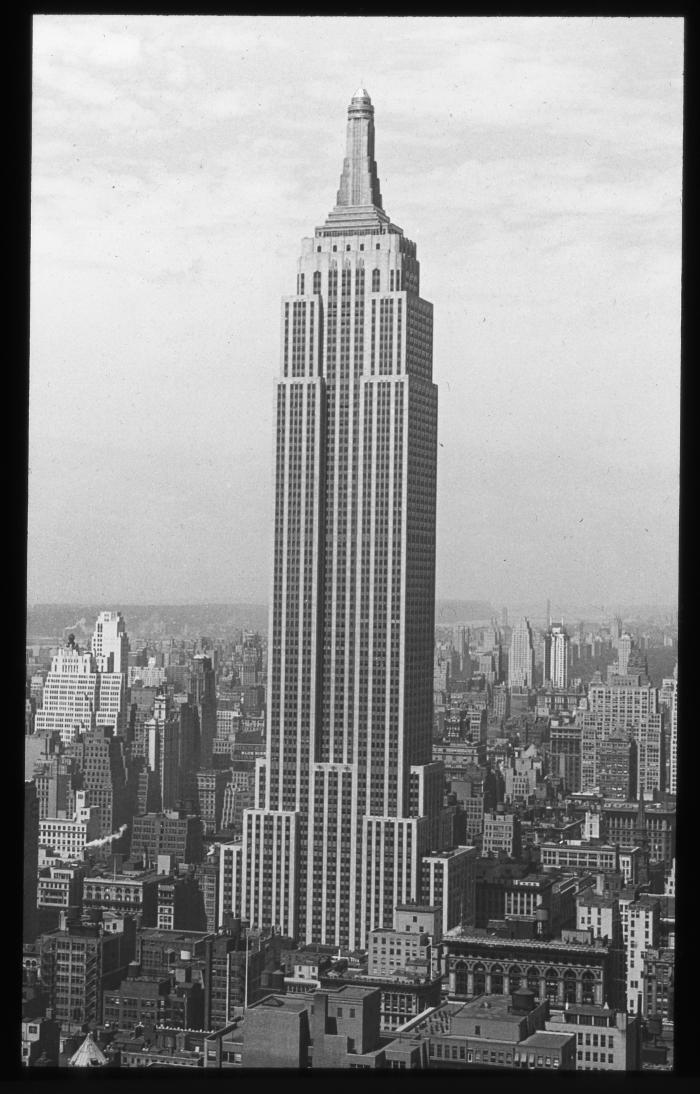 New York City. Empire State Building, View Northwest over Other Buildings to Hudson River