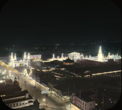 Luna Park, Coney Island at night from elevation