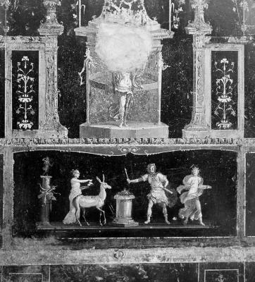 Italy.  Pompeii.  Agamemnon in the Shrine of Artemis (Diana).  Wall painting, House of the Vettii