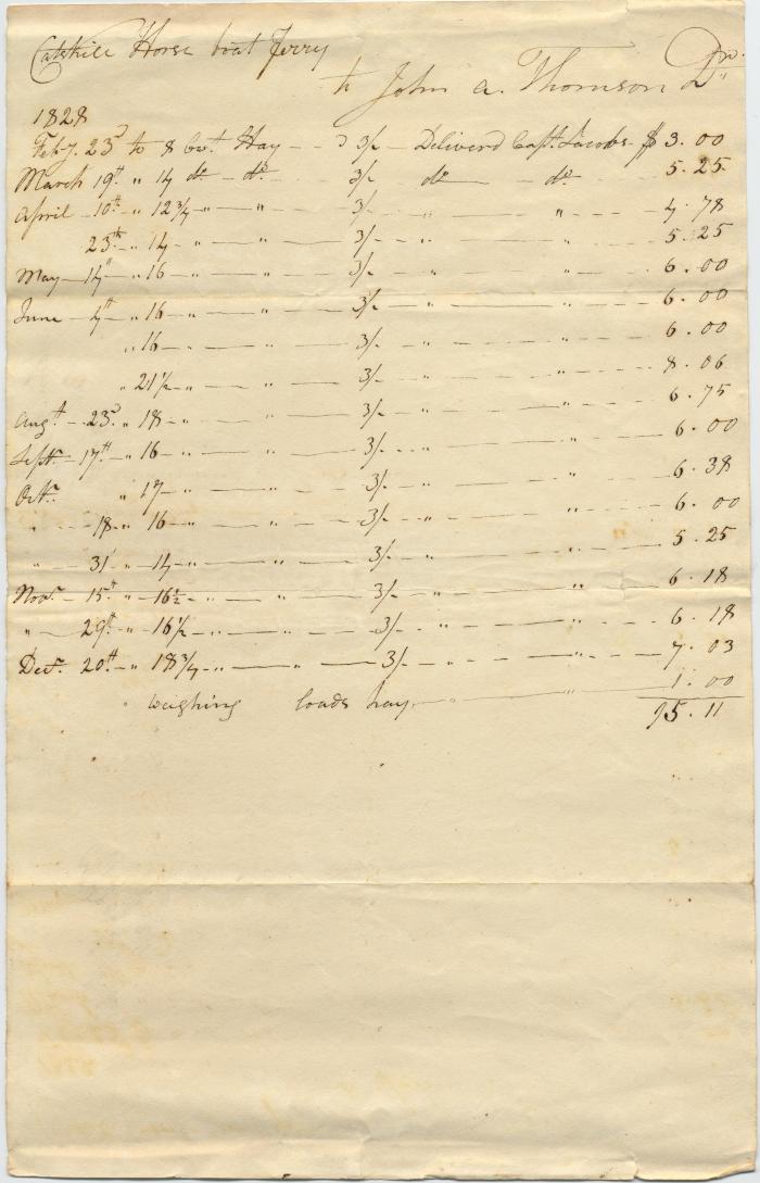 Account of Catskill Horse boat ferry with John A. Thomson