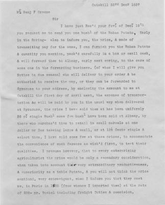 Draft of a letter to Benjamin F. Greene from John A. Thomson [transcript]