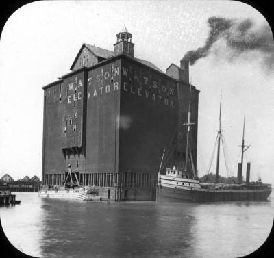 N.Y. Buffalo. Harbor. Grain Elevator. Unloading Boat.