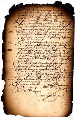 Fragment of a Contract between Adriaen van der Donck and Cornelis Segersz van Voorhout for Leasing Land on Castle Island