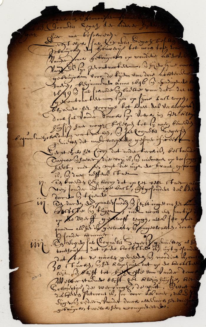 Fragment of a Contract by Which Cornelis Segersz van Voorhout Assumed the Remaining Three Years of the Lease of Adriaen van der Donck’s Farm on Castle Island