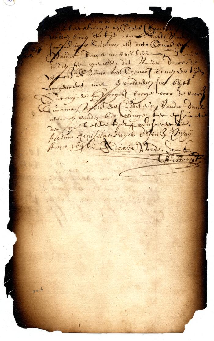 Promissory Note of Adriaen van der Donck to Pay Thomas Chambers a Sum of Money for which De Hooges Agrees to be Security