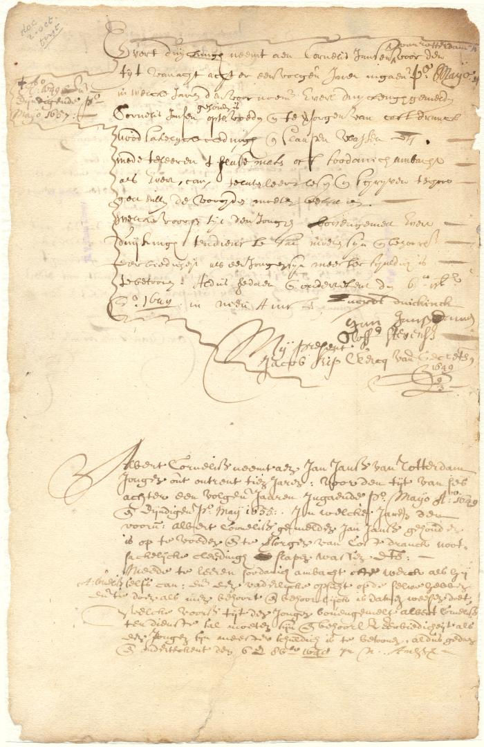 Indenture of apprenticeship of Cornelis Jansen from Rotterdam to Evert Duyckingh, to learn the glazier's trade