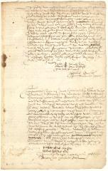 Deed from the curators of the estate of C. Jansen to Willem Thomassen of part of a garden at Manhattan; with receipt for the purchase money