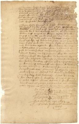 Contract of sale from Abraham Rycken to Jochum Beeckman of a lot on the Heeregraft on Manhattan Island