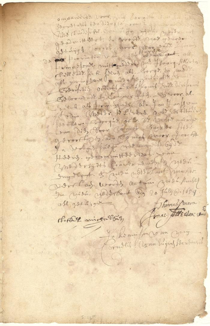 Bond of Thomas More and Isaac Allerton to restore to Jan Jansen from St. Obyn a bark stolen by Thomas Baxter