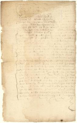 Deed from Dirck van Schelluyne to Jan Pietersen Verbrugge of a lot on Manhattan Island