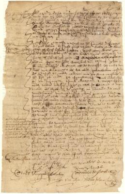 Contract of sale from Cornelis Dircksen Hoochlandt to Cornelis de Potter of a lot, house and barn on Long Island near the ferry