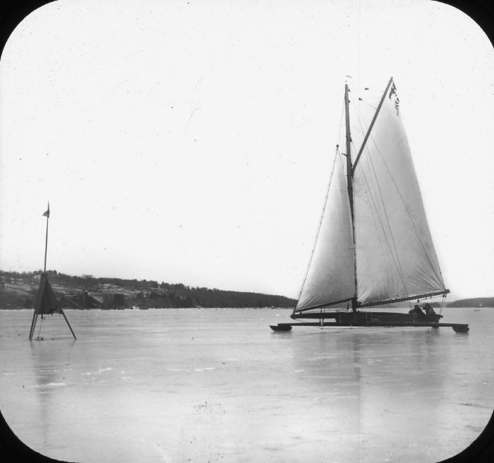 N.Y. Hudson River. Ice boating near Hyde Park